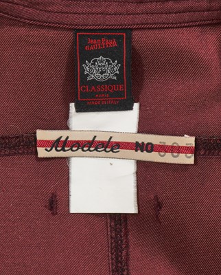 Lot 460 - A Jean Paul Gaultier burgundy stretch twill jumpsuit, late 1990s
