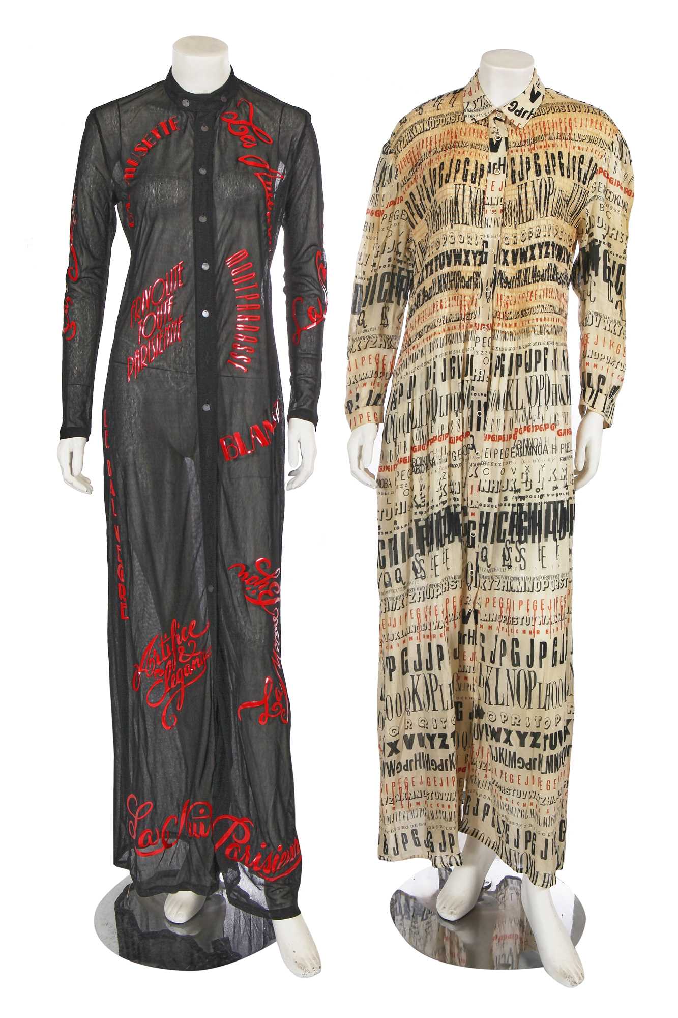 Lot 474 - Two Jean Paul Gaultier text-printed dresses, mid-late 1990s