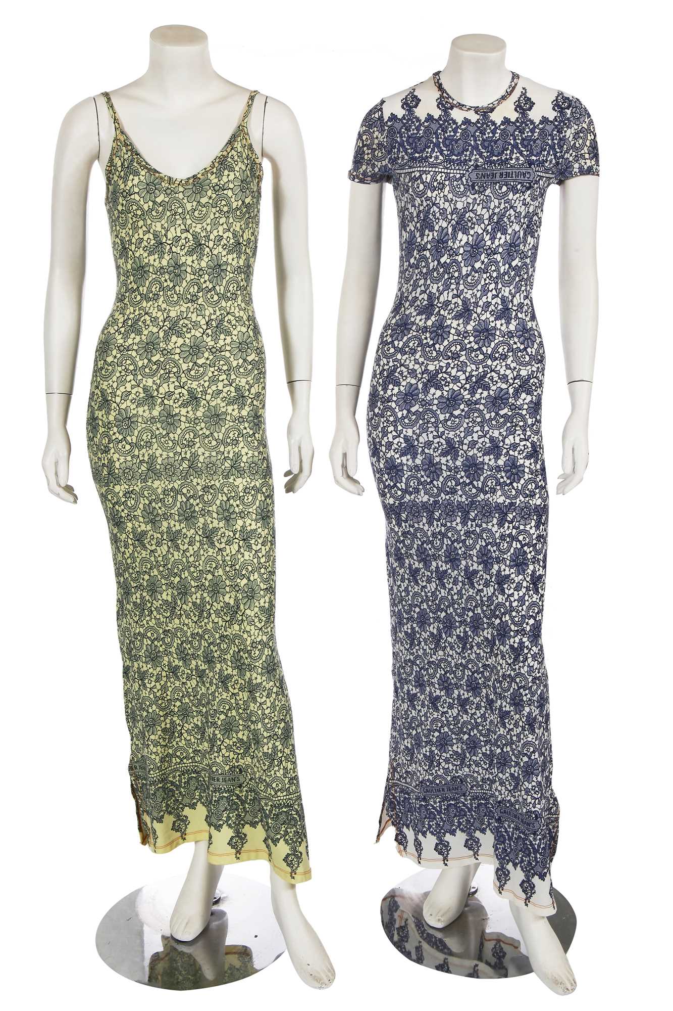 Lot 461 - Two Jean Paul Gaultier lace print polyamide dresses, 1990s
