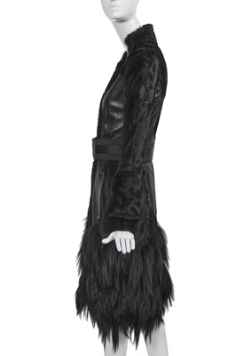 Lot 126 - A Gucci by Tom Ford black goat fur and leather coat, Autumn-Winter 2004-05