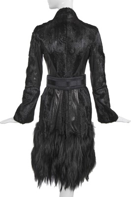 Lot 126 - A Gucci by Tom Ford black goat fur and leather coat, Autumn-Winter 2004-05