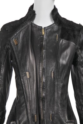 Lot 126 - A Gucci by Tom Ford black goat fur and leather coat, Autumn-Winter 2004-05