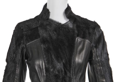 Lot 126 - A Gucci by Tom Ford black goat fur and leather coat, Autumn-Winter 2004-05