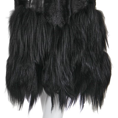 Lot 126 - A Gucci by Tom Ford black goat fur and leather coat, Autumn-Winter 2004-05
