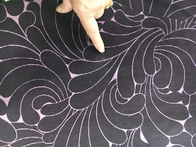 Lot 396 - A Biba dark purple corduroy 'banana' print dress, circa 1969