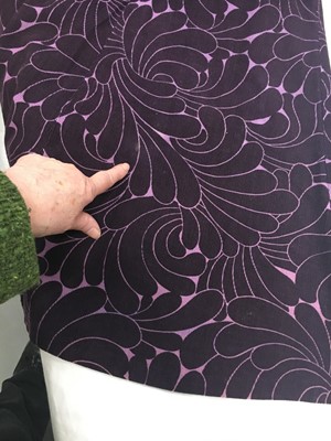 Lot 396 - A Biba dark purple corduroy 'banana' print dress, circa 1969