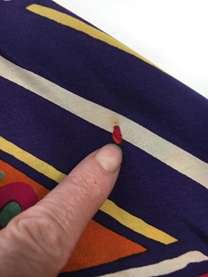 Lot 376 - A fine Thea Porter 'Samawa' printed silk satin dress, probably Autumn-Winter 1970-71