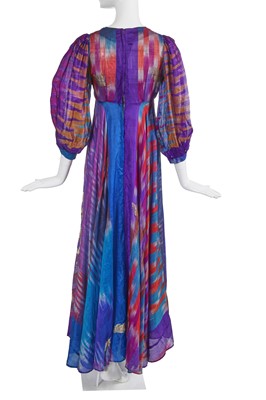 Lot 380 - A Thea Porter purple and gold silk dress, circa 1970