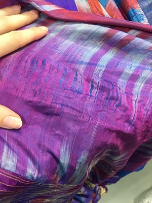Lot 380 - A Thea Porter purple and gold silk dress, circa 1970