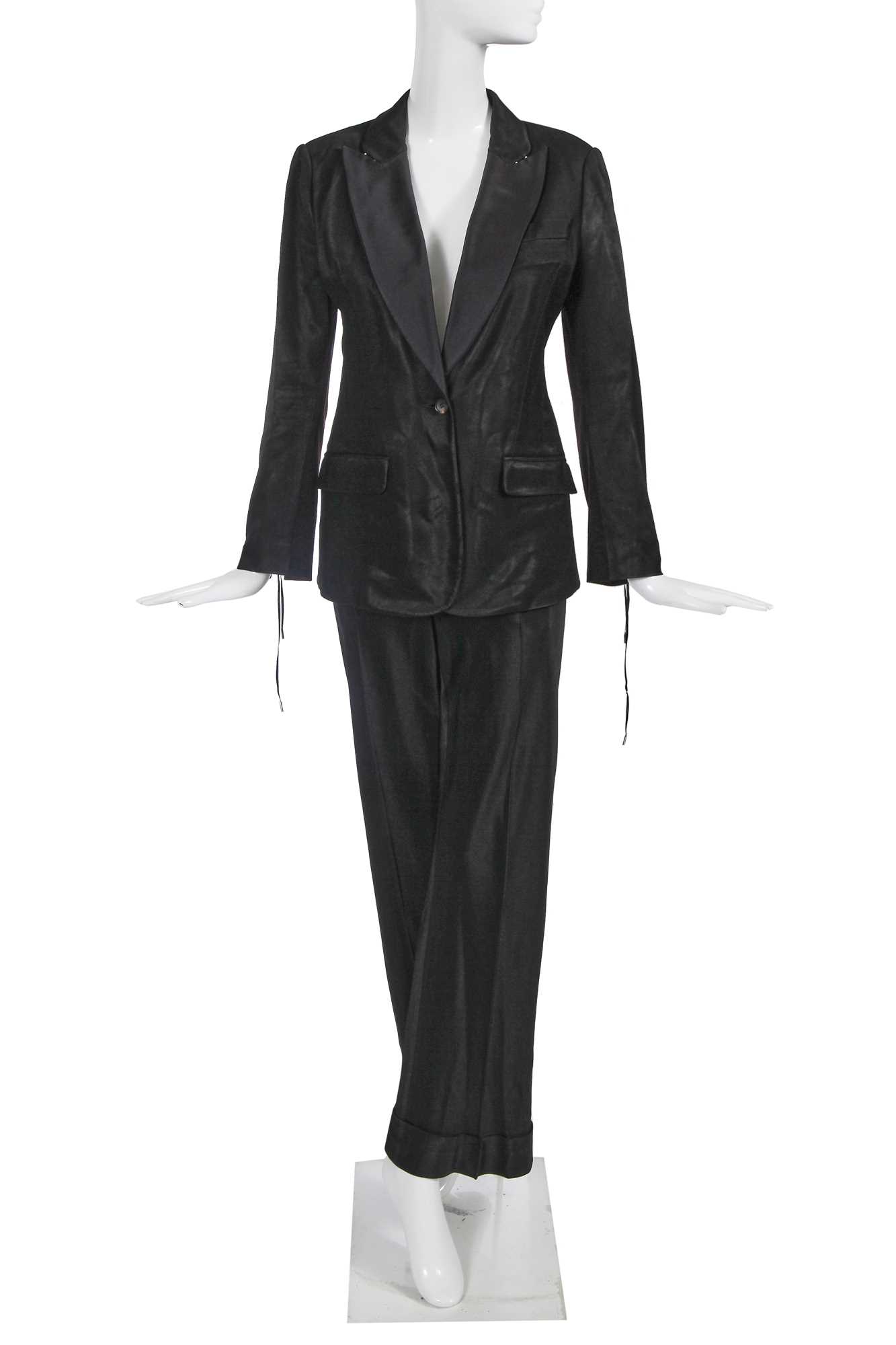 Lot 78 - Marianne Faithfull's John Galliano black satin suit, circa 2004