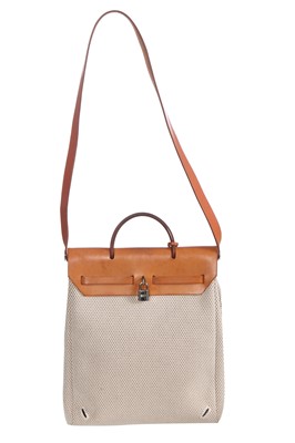 Lot 51 - An Hermès vache leather and natural toile canvas Herbag 2-in-1, 2003