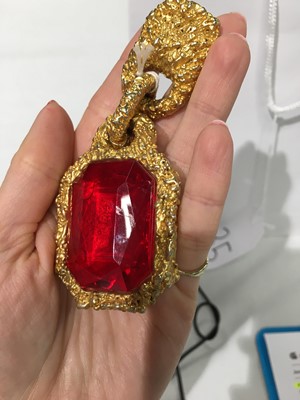 Lot 35 - A pair of Chanel gold-tone and glass gem drop earrings, Autumn-Winter 1990-91