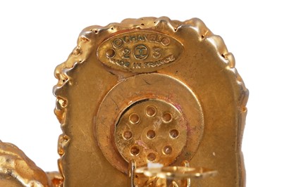 Lot 35 - A pair of Chanel gold-tone and glass gem drop earrings, Autumn-Winter 1990-91