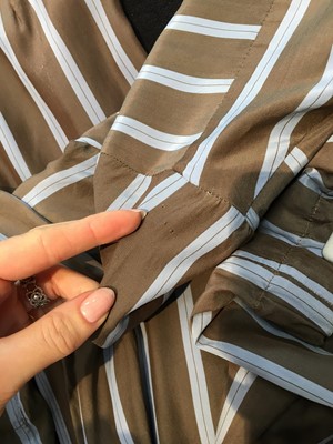 Lot 219 - A Vivienne Westwood grey and blue striped silk ensemble, 'Cut, Slash and Pull' collection, Spring-Summer 1991
