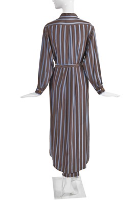 Lot 219 - A Vivienne Westwood grey and blue striped silk ensemble, 'Cut, Slash and Pull' collection, Spring-Summer 1991