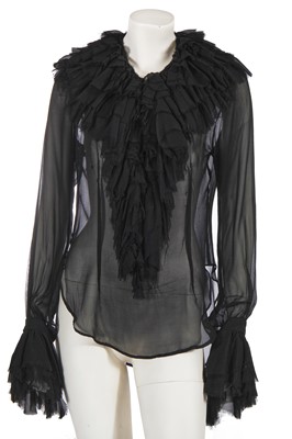 Lot 525 - A rare Vivienne Westwood black crêpe georgette ruffled blouse, 'Always on Camera' collection, Autumn-Winter 1992-93