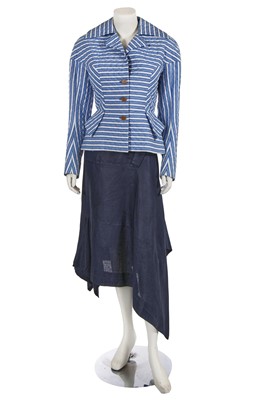 Lot 496 - A Vivienne Westwood blue and white striped quilted cotton jacket, 'Les Femmes Ne Connaissent Pas Toute Leur Coquetterie' collection, Spring-Summer 1996