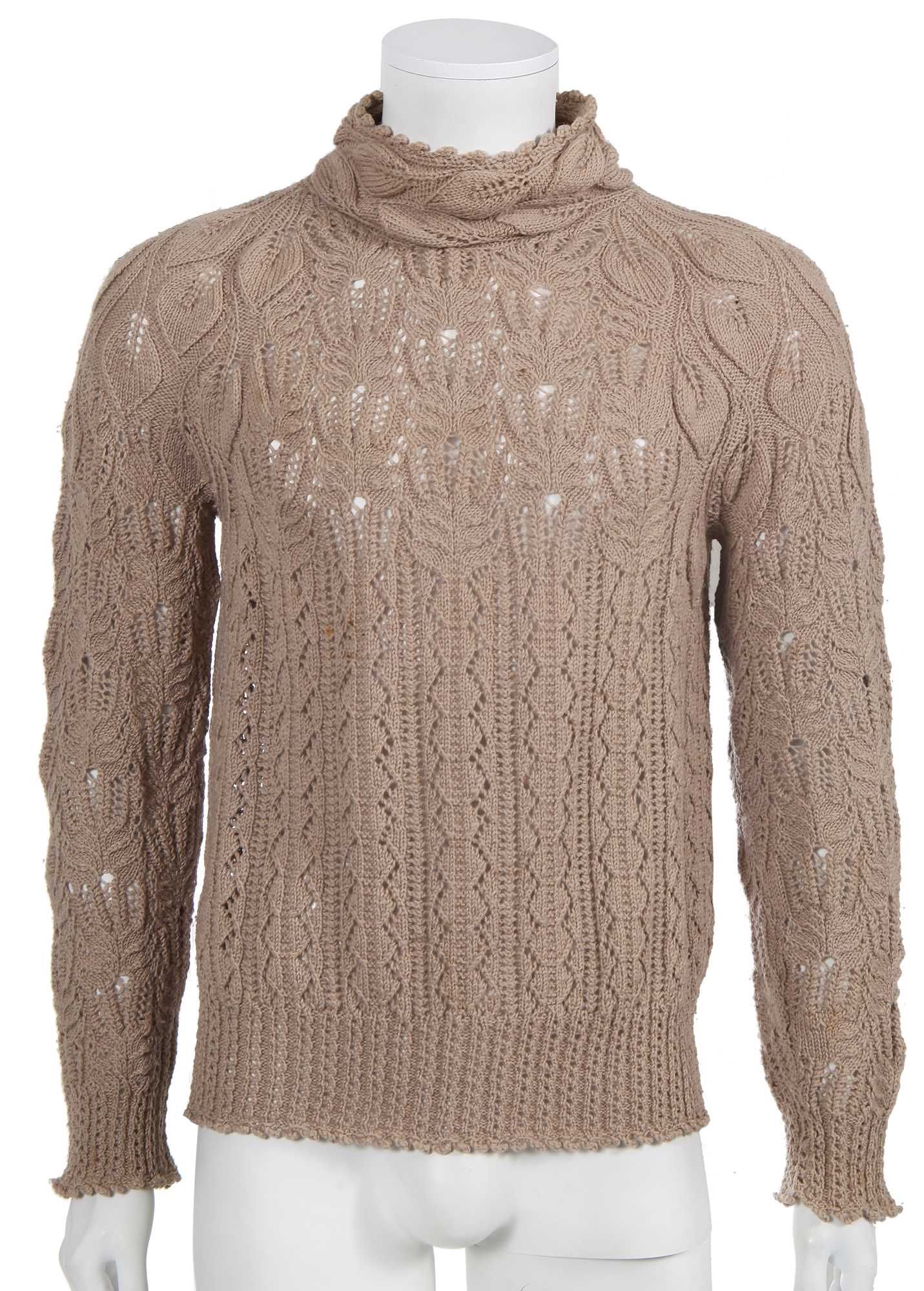 Lot 78 - A Vivienne Westwood men's beige knitted 'Cafe Society' style sweater, late 1990s