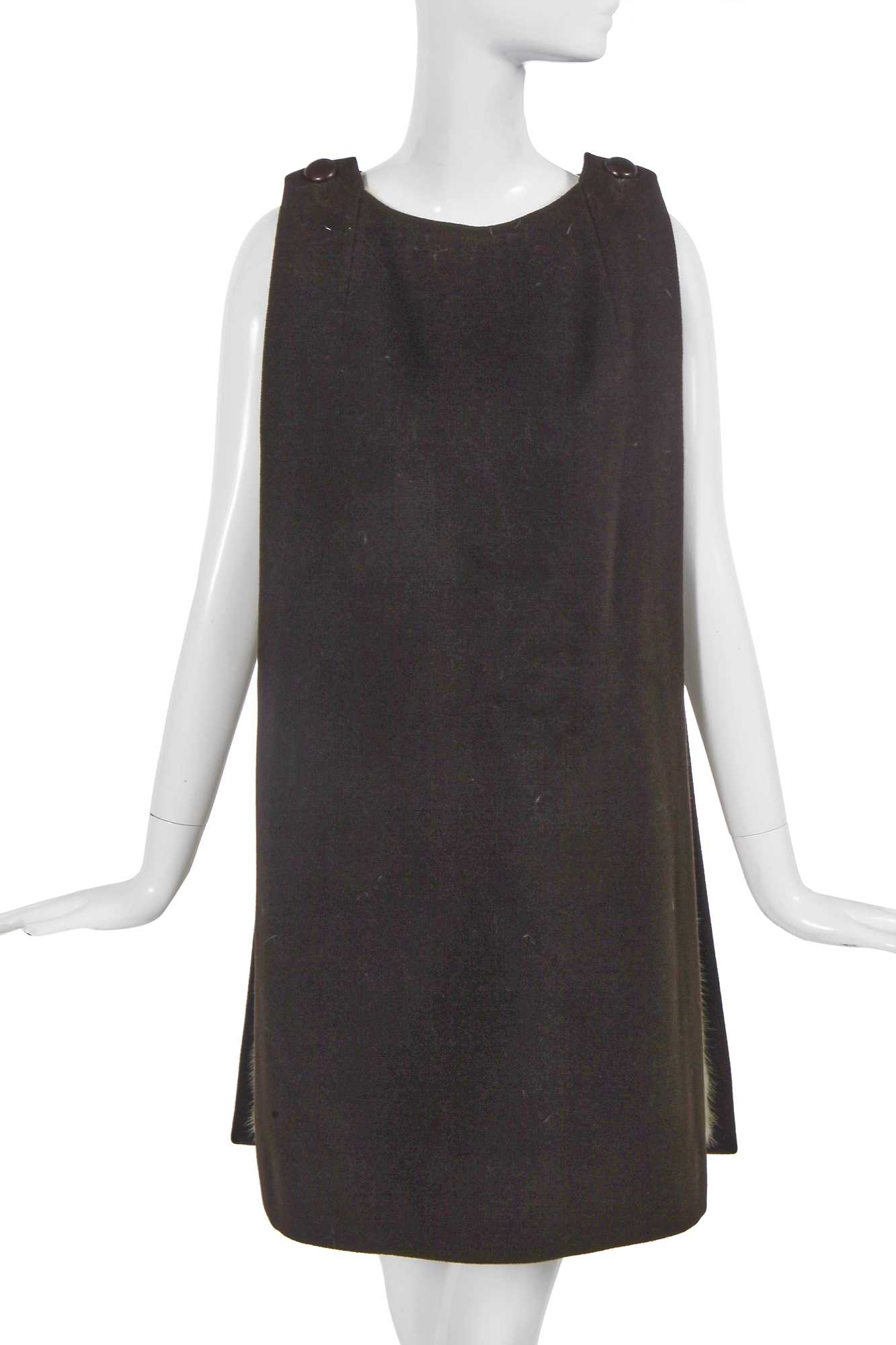 Lot 412 - A Madame Grès mink-lined brown wool tabard, circa 1963