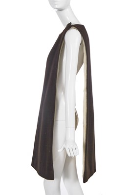 Lot 412 - A Madame Grès mink-lined brown wool tabard, circa 1963