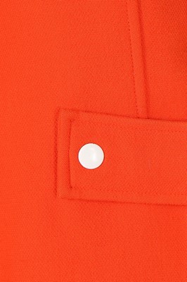 Lot 177 - A Courrèges orange wool pinafore-style dress,...