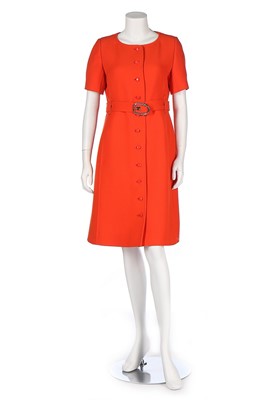Lot 178 - A Courrèges orange wool dress, early 1970s,...