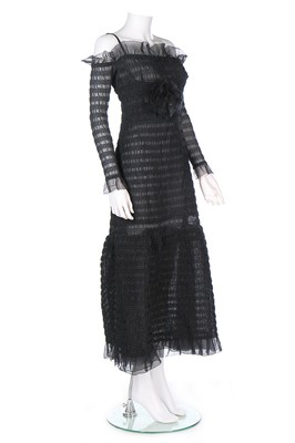 Lot 342 - A Givenchy couture shirred black organza...