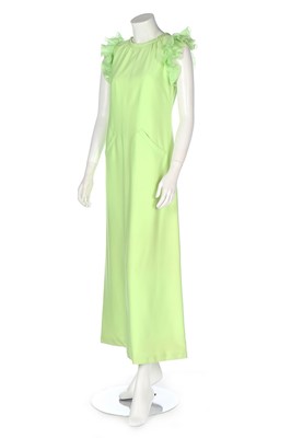 Lot 343 - A Courrèges acid-green silk evening dress,...