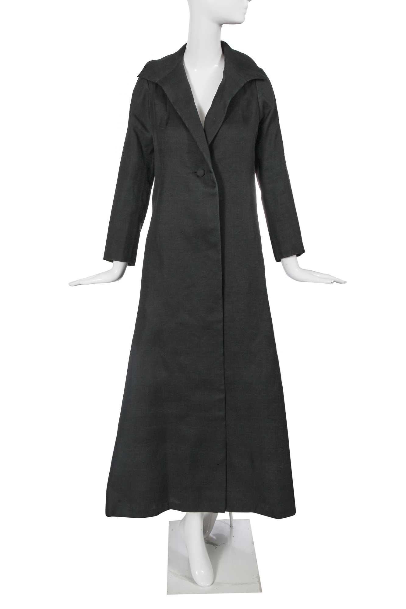 Lot 391 - A Givenchy haute couture black silk gazar coat, Spring-Summer 1972