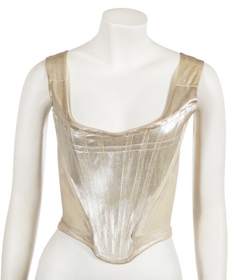 Lot 591 - A Vivienne Westwood gold coated-jersey corset, 'Time Machine' collection, Autumn-Winter 1988-89