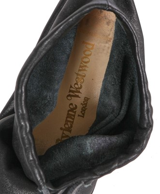 Lot 352 - A pair of Vivienne Westwood black leather 'sack' boots, 2000s