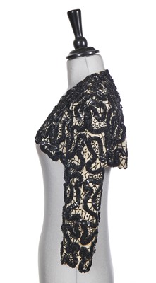 Lot 439 - Tina Chow's Cristóbal Balenciaga haute couture beaded and sequinned silk faille bolero, 1946