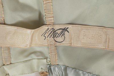 Lot 484 - A Charles Frederick Worth eau de nil satin evening gown, 1893-4