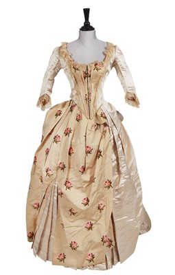 Lot 489 - A Josephine H Egan rose brocade and satin evening gown, American, circa 1885