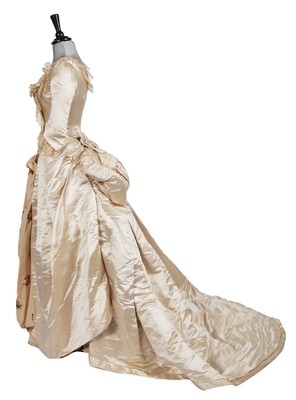 Lot 489 - A Josephine H Egan rose brocade and satin evening gown, American, circa 1885