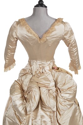 Lot 489 - A Josephine H Egan rose brocade and satin evening gown, American, circa 1885