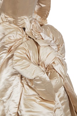 Lot 489 - A Josephine H Egan rose brocade and satin evening gown, American, circa 1885