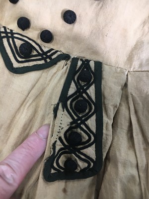 Lot 496 - Two buff nankeen cotton infant dresses, 1860s
