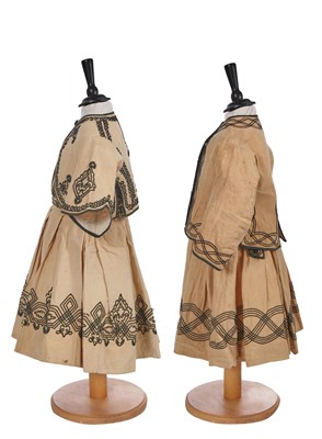 Lot 496 - Two buff nankeen cotton infant dresses, 1860s