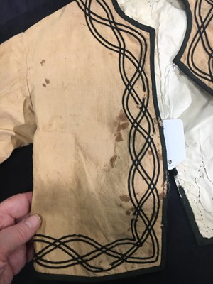 Lot 496 - Two buff nankeen cotton infant dresses, 1860s