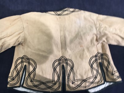 Lot 496 - Two buff nankeen cotton infant dresses, 1860s