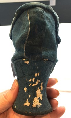 Lot 536 - A pair of blue wool damask shoes, circa 1720