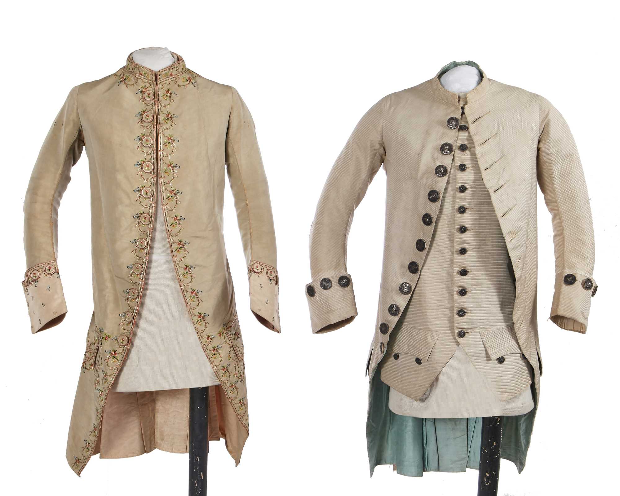 Lot 184 - A pale grey silk tailcoat, probably French, 1770s