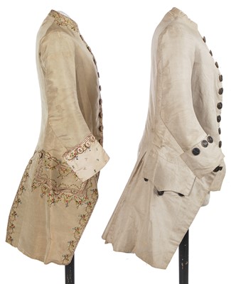 Lot 184 - A pale grey silk tailcoat, probably French, 1770s