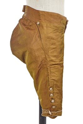Lot 181 - An embroidered changeant silk coat and breeches, circa 1785