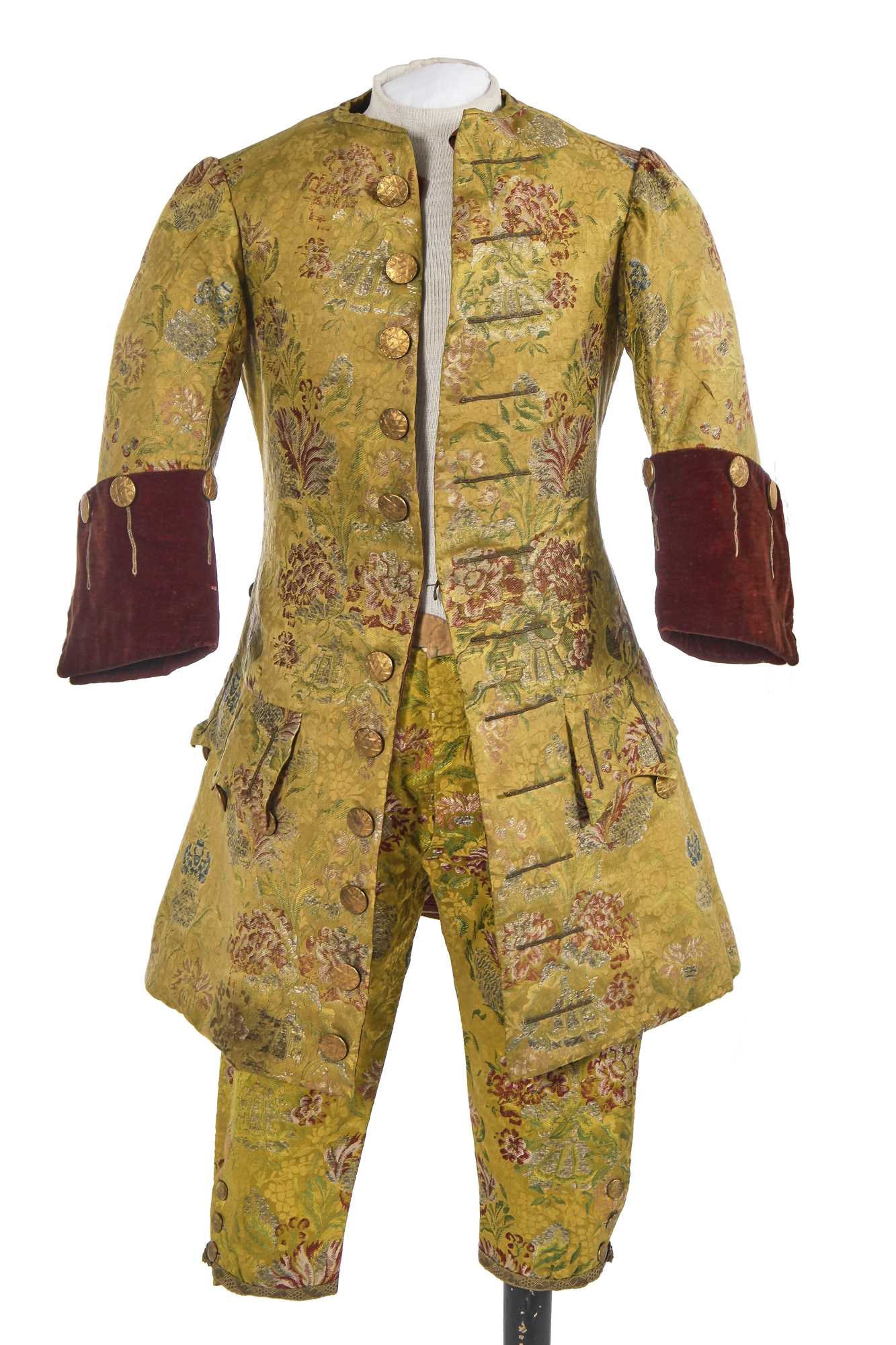 Lot 185 - A Gaston Courtois fancy dress outfit made from 1730s brocaded silk, 1880s-90s