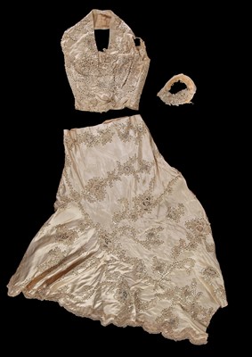 Lot 822 - A group of incomplete dresses and fabrics by Worth, Maison Rouff, Gustave Beer and others mainly 1880s-90s
