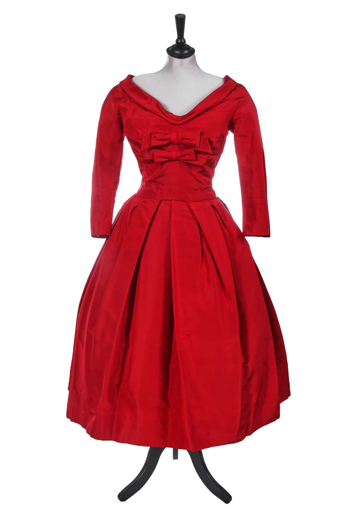 Lot 431 - A Christian Dior New York red faille dress, mid-1950s