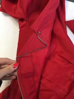 Lot 431 - A Christian Dior New York red faille dress, mid-1950s