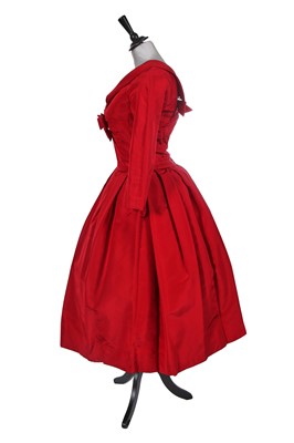 Lot 431 - A Christian Dior New York red faille dress, mid-1950s